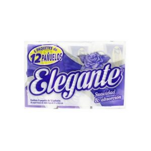 Pañuelos descartables Elegante, 6 paquetes de pañuelos x 12 unidades c/u. Bulto 30 packs. Suavidad y Absorción.