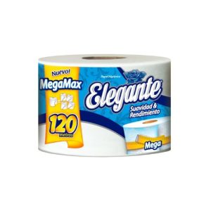 Rollos de papel higiénico premium, marca Elegante, súper rollo de 120 metros.