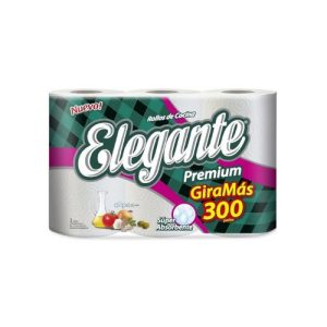 Elegante rollo cocina Premium Gira Más, 3 rollos x 100 paños. Súper absorción. Bulto por 5 paquetes.