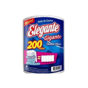 Rollo de cocina, servilletas de papel con diseño Elegante premium x 200 paños. Doble hoja, mayor rendimiento.