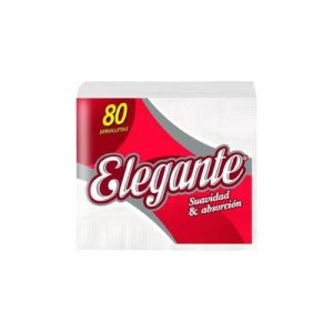 Servilletas Elegante Soft blanca, paquete por 80 unidades, medidas 32 cm x 32 cm. Bulto por 30 paquetes.
