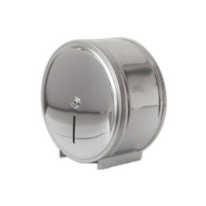 Dispenser de acero inoxidable, modelo JUMBO, para bobinas de papel higiénico 350 mts.