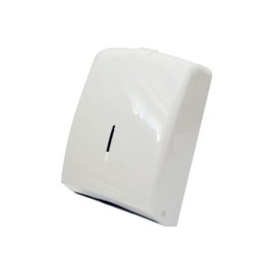 Dispenser de toalla de papel intercalada para manos, material plástico, color blanco.