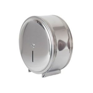 Dispenser de acero inoxidable, modelo JUMBO, para bobinas de papel higiénico 600 mts.