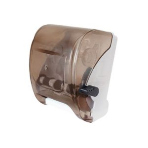 Dispenser de rollos de toallas de papel para manos, rollos de 300 metros, color fume.